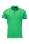Polo Shirt с плетена яка и маншети ситно райе ЗЕЛЕН НЕОН 