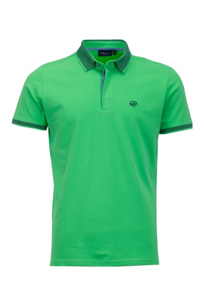 Polo Shirt с плетена яка и маншети ситно райе ЗЕЛЕН НЕОН 