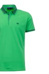 Polo Shirt с плетена яка и маншети ситно райе ЗЕЛЕН НЕОН 
