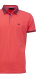 Polo Shirt с плетена яка и маншети ситно райе КОРАЛ 