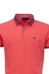 Polo Shirt с плетена яка и маншети ситно райе КОРАЛ 