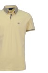 Polo Shirt с плетена яка и маншети ситно райе БЛЕДОЖЪЛТ 