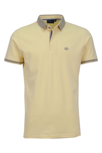 Polo Shirt с плетена яка и маншети ситно райе БЛЕДОЖЪЛТ classic XL