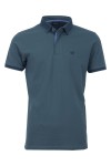 Polo Shirt с плетена яка и маншети ситно райе ТЪМНОЗЕЛЕН 