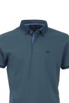 Polo Shirt с плетена яка и маншети ситно райе ТЪМНОЗЕЛЕН 