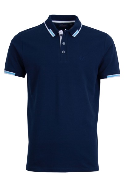 Polo Shirt с плетена яка и маншети интарзия ИНДИГО 