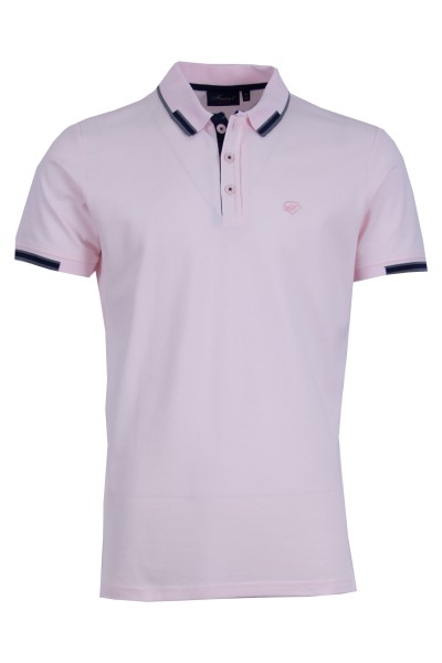 Polo Shirt с плетена яка и маншети интарзия БЛЕДОРОЗОВ 