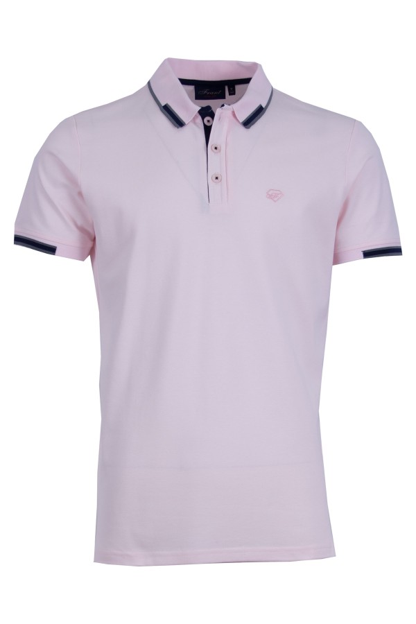 Polo Shirt с плетена яка и маншети интарзия БЛЕДОРОЗОВ 