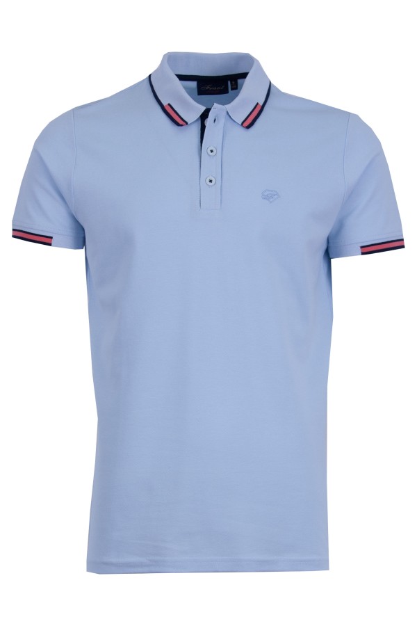 Polo Shirt с плетена яка и маншети интарзия СВЕТЛОСИН 