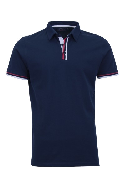 Polo Shirt с плетени канони и маншети райе ИНДИГО 