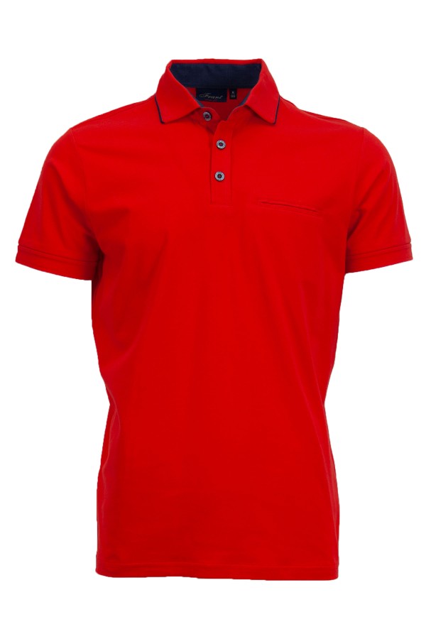 Polo Shirt с паспел от алкантара и джоб с филетки ЧЕРВЕН slim fit M