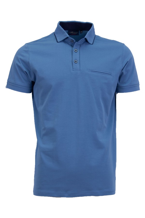 Polo Shirt с паспел от алкантара и джоб с филетки ДЕНИМ slim fit M