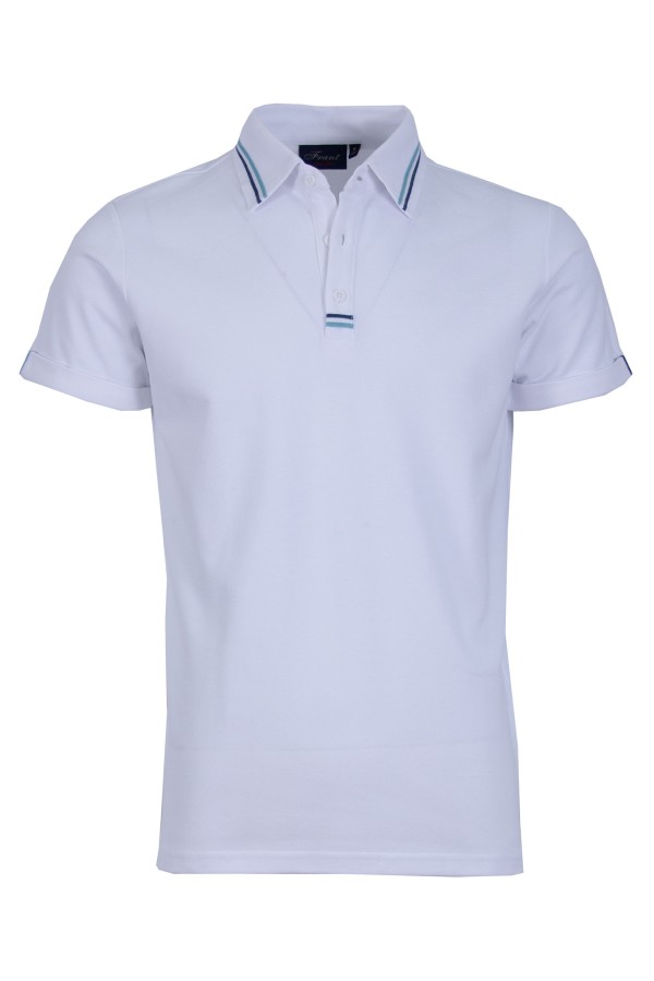 Polo Shirt с интарзионна лента БЯЛ 