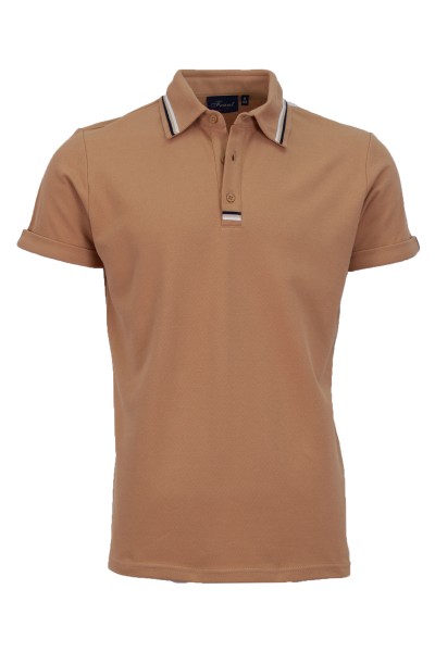 Polo Shirt с интарзионна лента БЕЖОВ 