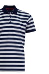 Polo Shirt с плетена яка и маншети РАЙЕ ИНДИГО И ЕКРЮ 
