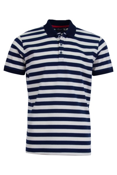 Polo Shirt с плетена яка и маншети РАЙЕ ИНДИГО И ЕКРЮ 