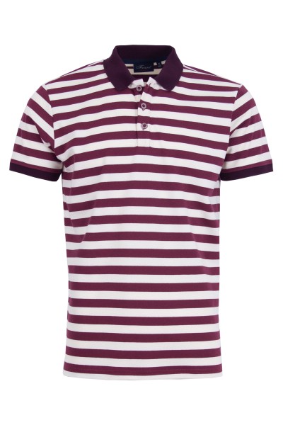 Polo Shirt с плетена яка и маншети РАЙЕ БОРДО И ЕКРЮ 