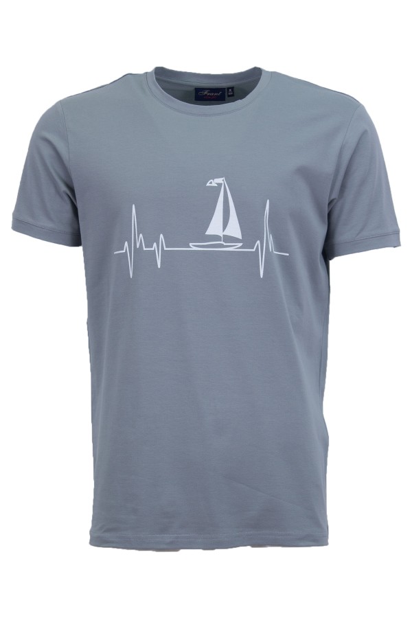 Мъжка тениска BOAT LINE СИВА slim fit M