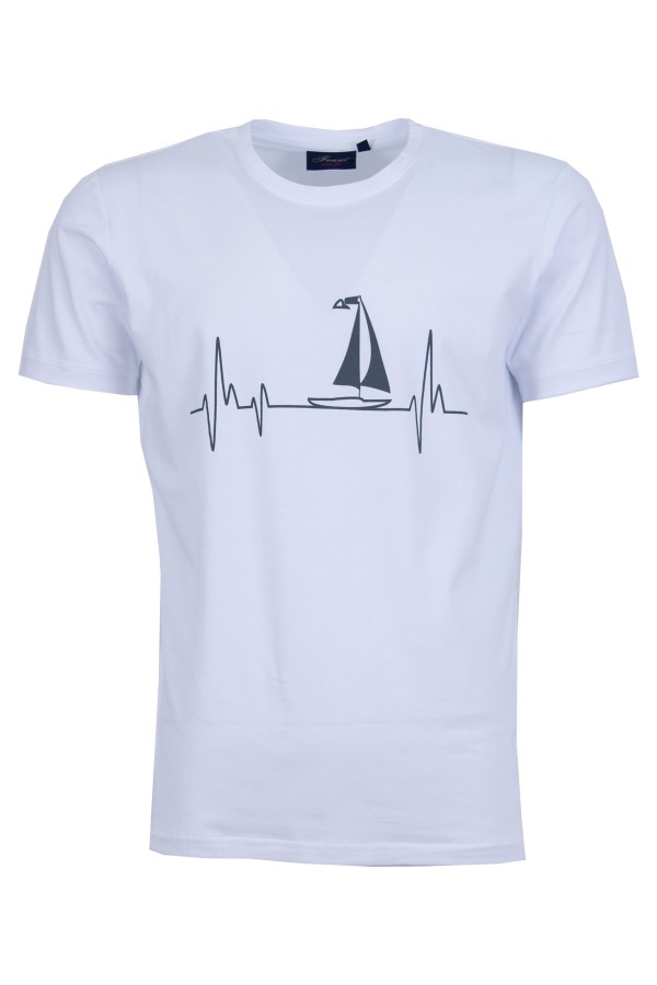 Мъжка тениска BOAT LINE БЯЛА slim fit M