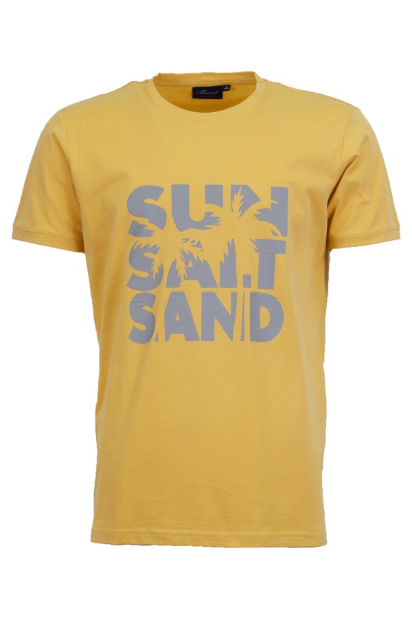 Мъжка тениска SUN, SALT, SAND ЗЛАТО slim fit M