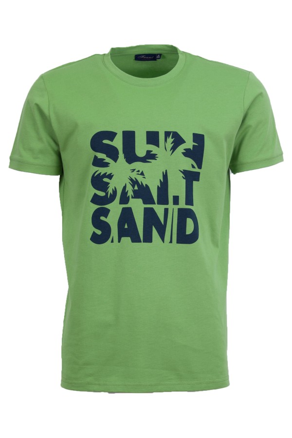 Мъжка тениска SUN, SALT, SAND ЗЕЛЕНА slim fit M