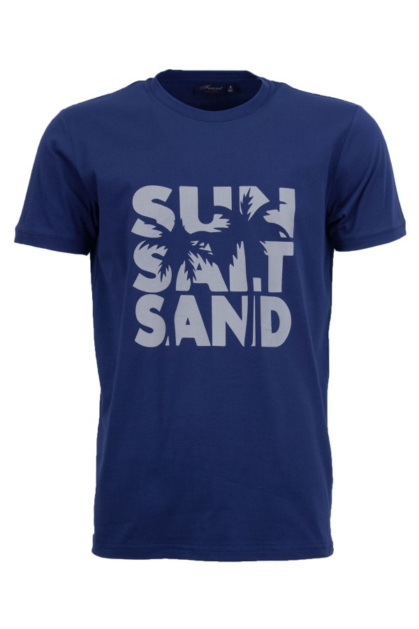 Мъжка тениска SUN, SALT, SAND ТЪМНОСИНЯ slim fit M