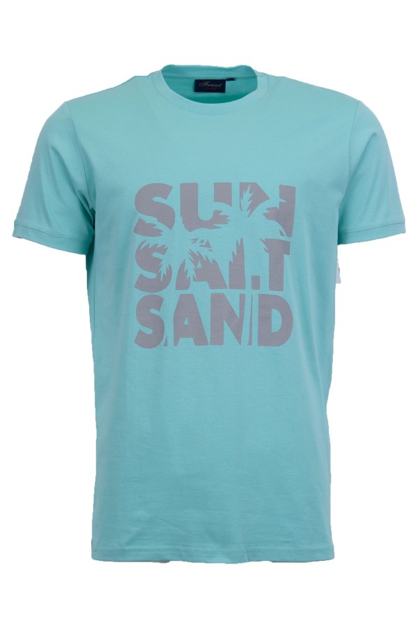 Мъжка тениска SUN, SALT, SAND ЗЕЛЕН АКВА slim fit M