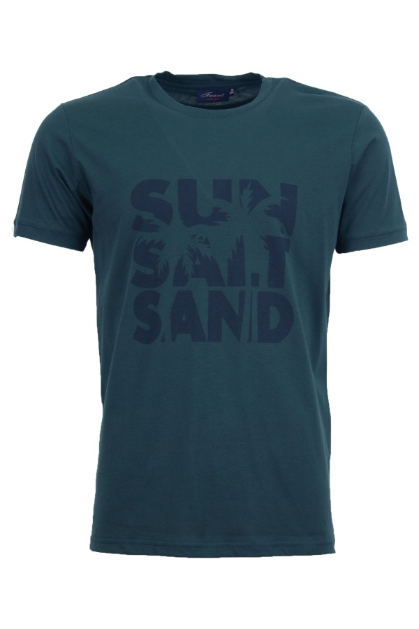 Мъжка тениска SUN, SALT, SAND ПЕТРОЛ ЗЕЛЕНА slim fit M
