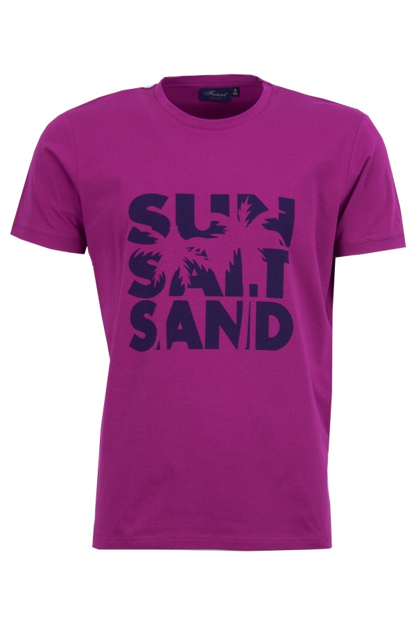 Мъжка тениска SUN, SALT, SAND МАЛИНА slim fit M