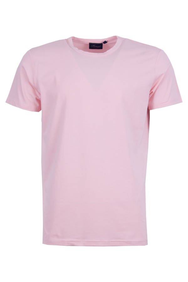 Мъжка тениска обло бие РОЗОВА 95 % памук - 5 % ликра slim fit M