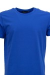 Мъжка тениска обло бие СИНЯ 95 % памук - 5 % ликра slim fit M