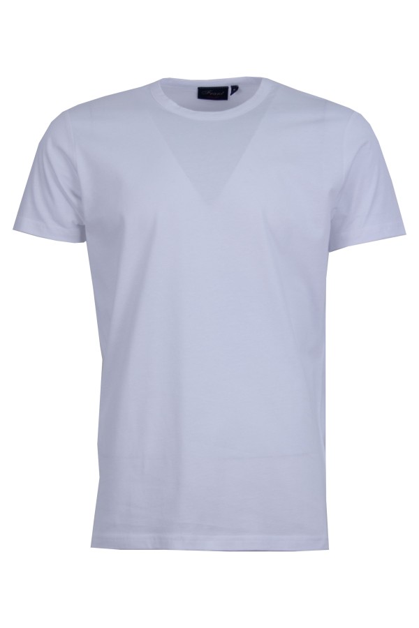 Мъжка тениска обло бие БЯЛА 100 % памук slim fit M