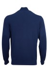 Men's cotton cardigan with zipper, high collar and side pockets, color - navy blue