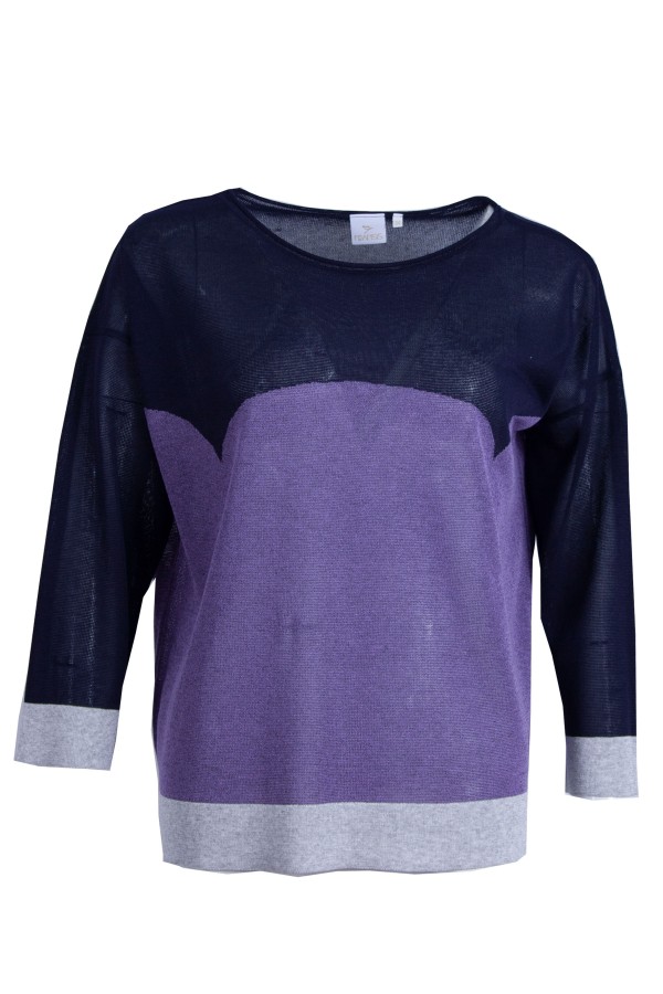 Дамски пуловер фино плетиво трицветен ЛИЛАВ