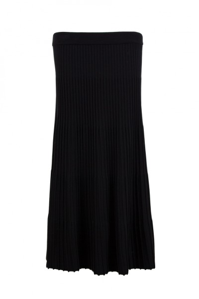 Плисирана пола от фино плетиво с дължина над глезена, цвят - черен