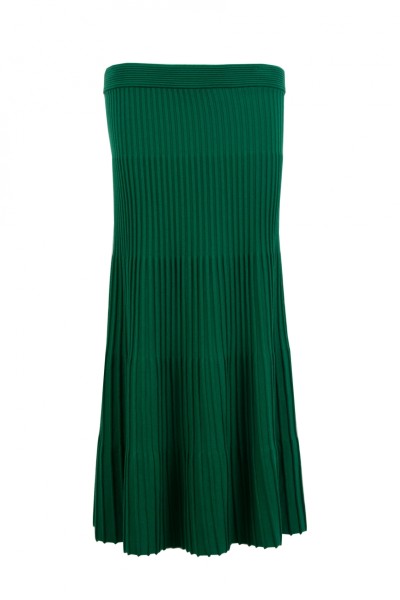 Плисирана пола от фино плетиво с дължина над глезена, цвят - зелен