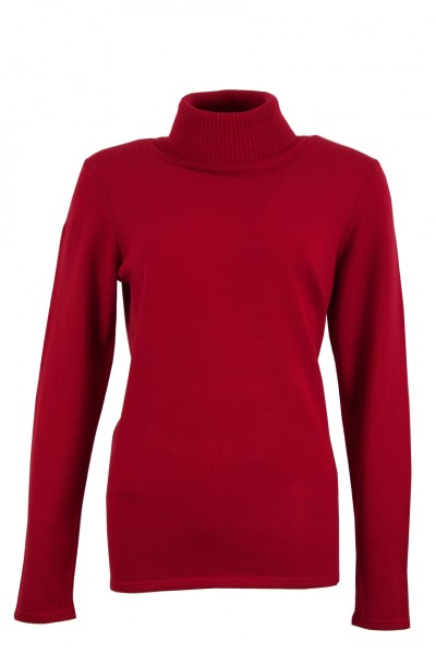 Дамски пуловер с поло яка, цвят - червен