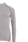 Дамски пуловер с високо бие реглан ръкав НАТУРАЛ /КАФЕ
