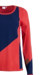 Дамски пуловер трицветен асиметрични фигури БРИК 