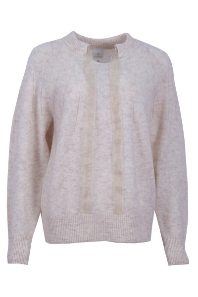 Дамски пуловер с панделка на бието от органза ПЕРЛА 