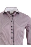 Дамска риза с паспел на яка и канон цвят - бордо и бяло ситно райе