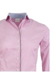 Дамска риза с паспел на яка и канон цвят - бяло и розово каре