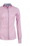 Дамска риза с паспел на яка и канон цвят - бяло и розово каре
