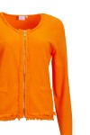 Дамско плетено сако с цип и ресни ОРАНЖЕВ НЕОН 45 % модал - 37 % полиакрил - 18 % полиамид № 38